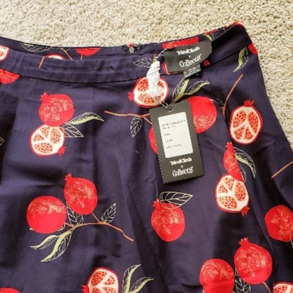 ModCloth Floral Navy Blue Skirt - Picture 2 of 2